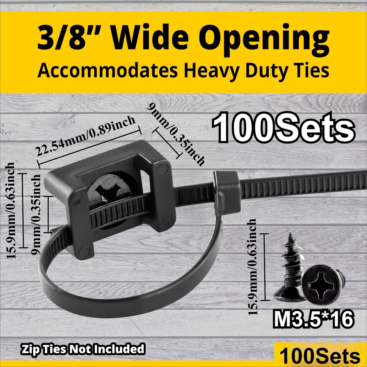 Drywall Anchor Screw - 100 Sets Cable Tie Mounts with