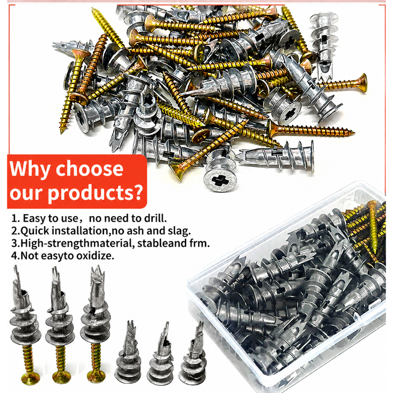 10pcs Single point Zinc Alloy  - огляд і ціна Drywall Anchor Screw