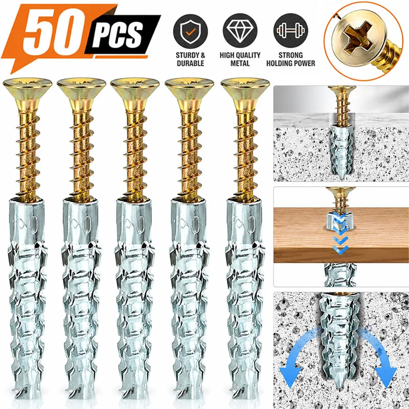 50/10sets Metal Serrated Expan - огляд і ціна Drywall Anchor Screw