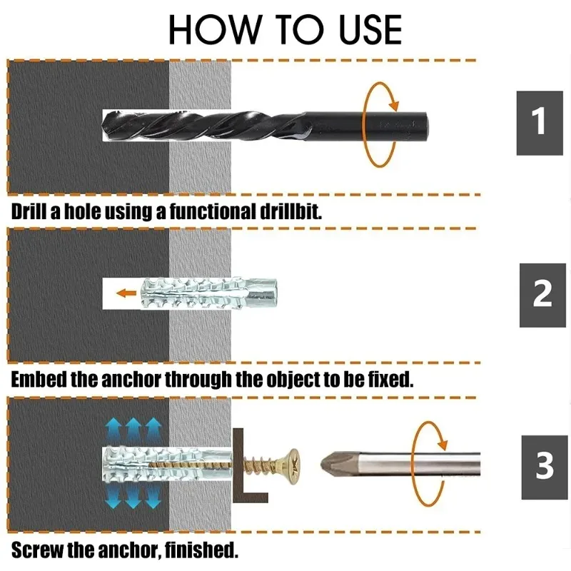 50/10sets Metal Serrated Expan - огляд і ціна Drywall Anchor Screw