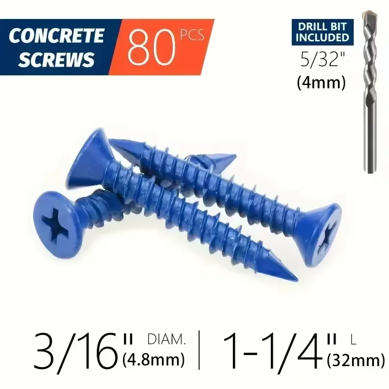 80pcs Blue Concrete Screws 3/1 - огляд і ціна Drywall Anchor Screw